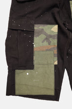 Black patched M-65 cargo shorts