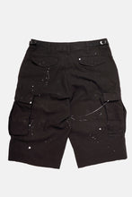 Black patched M-65 cargo shorts