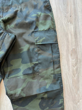 Dark wash camo cargo pants