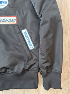 Holloman patched satin bomber
