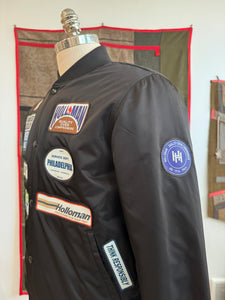 Holloman patched satin bomber