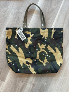Custom camo patched tote bags
