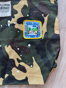 Custom camo patched tote bags