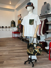 Custom camo patched tote bags