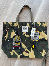 Custom camo patched tote bags