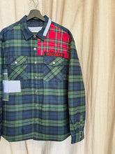 Quilted lined mixed plaid shacket