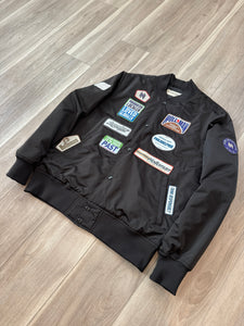 Holloman patched satin bomber