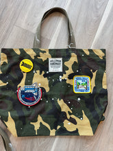 Custom camo patched tote bags