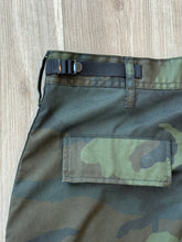 Dark wash camo cargo pants