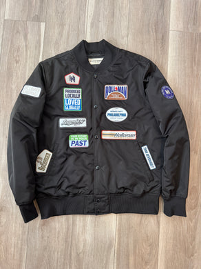 Holloman patched satin bomber