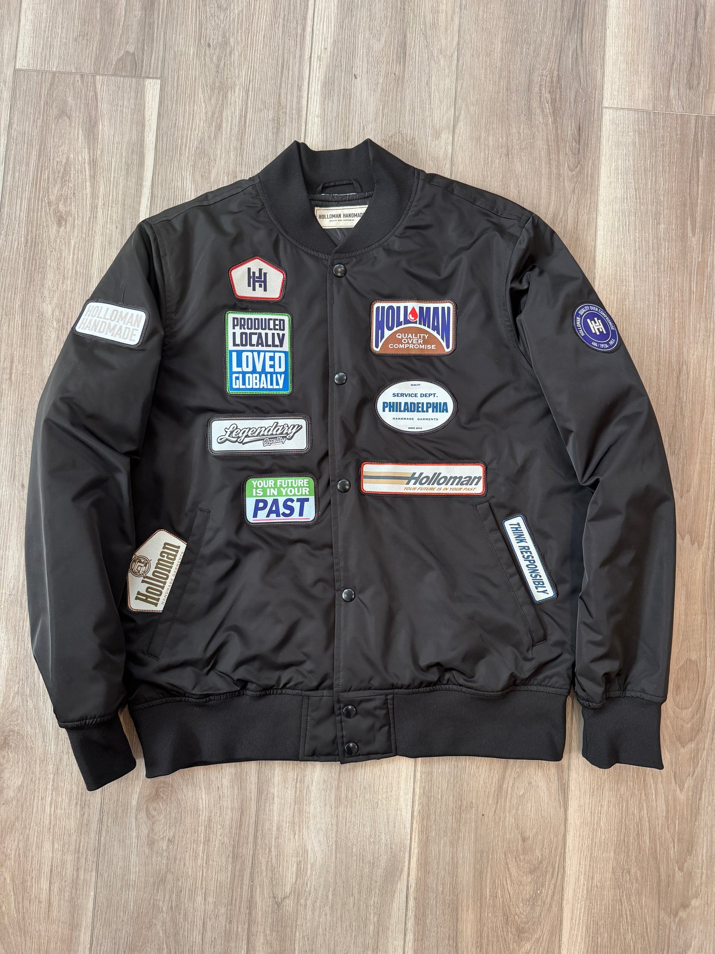 Holloman patched satin bomber