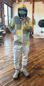 Wool fringe bottom zip hoodie (yellow/grey) 1 of 1