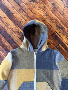 Wool fringe bottom zip hoodie (yellow/grey) 1 of 1