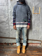 Wool fringe bottom hoodie (blue) 1 of 1