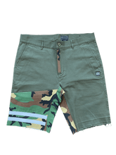 Olive / Camo raw edge shorts