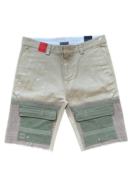 Front flap pocket raw edge shorts
