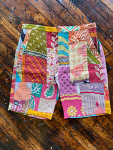 Patch work vintage textile shorts