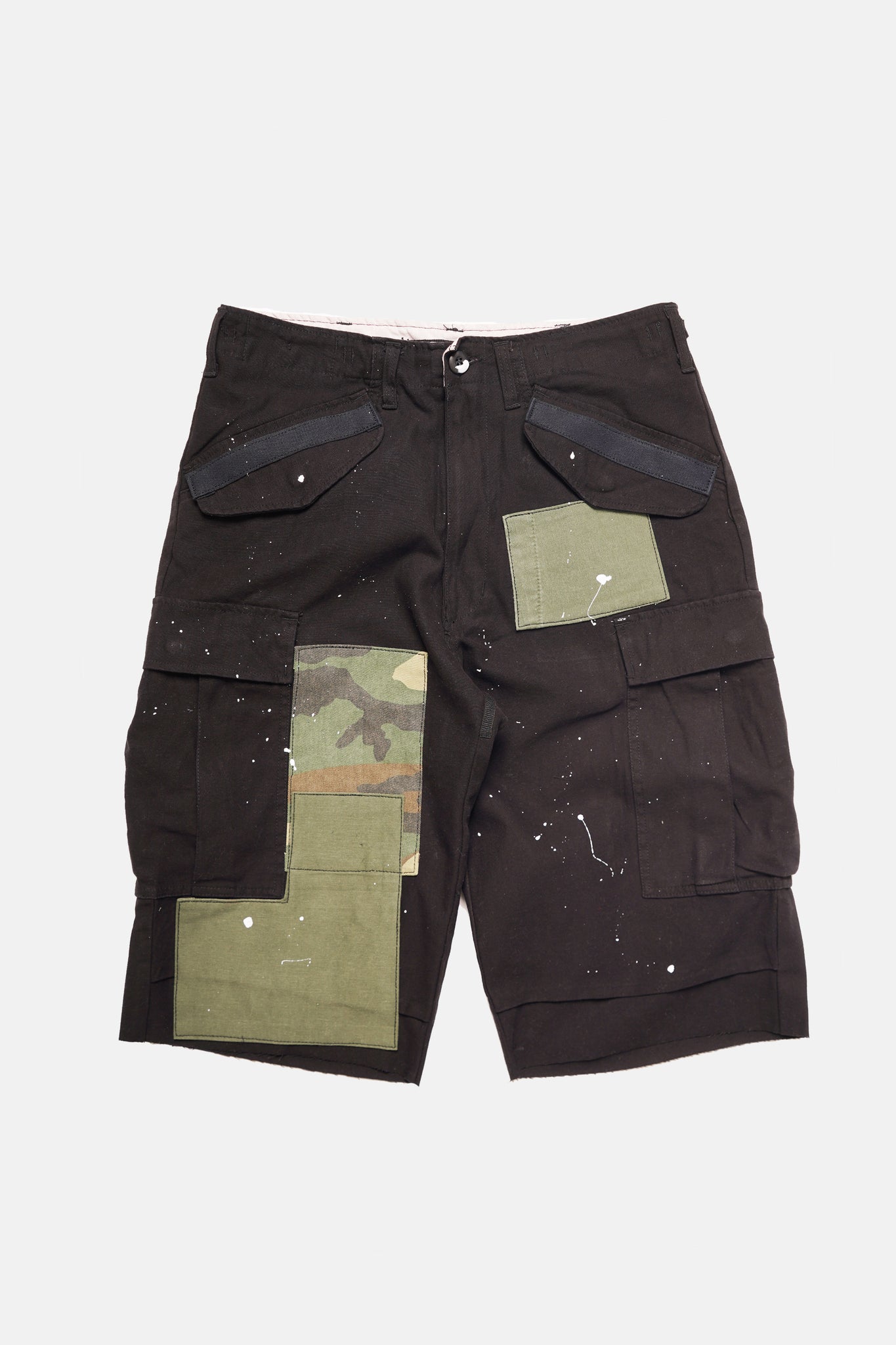 Black patched M-65 cargo shorts – HAMID HOLLOMAN