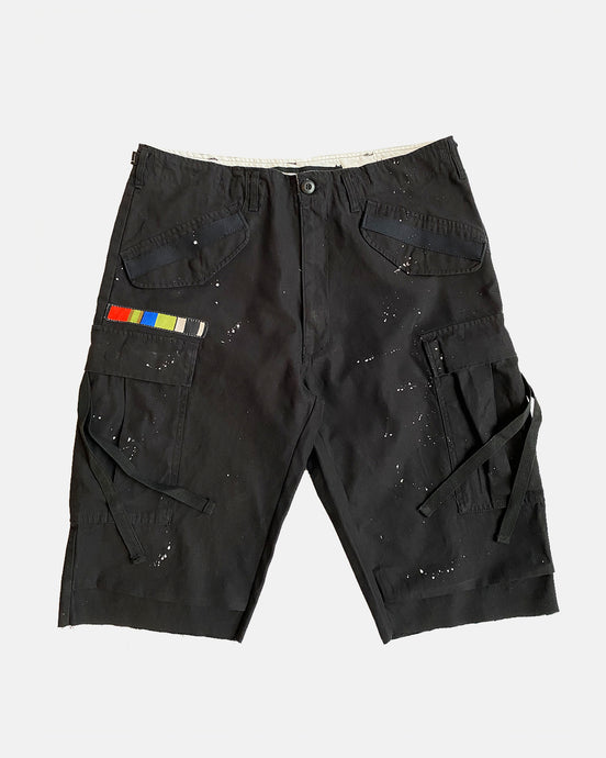 Black painted M-65 cargo shorts