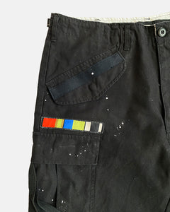 Black painted M-65 cargo shorts