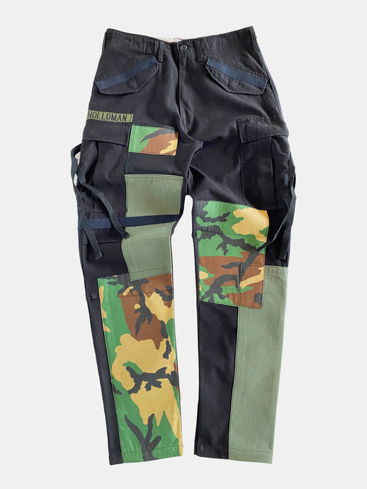 Black & camo patched M-65 cargo pant