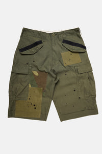 Olive Patched M-65 cargo shorts