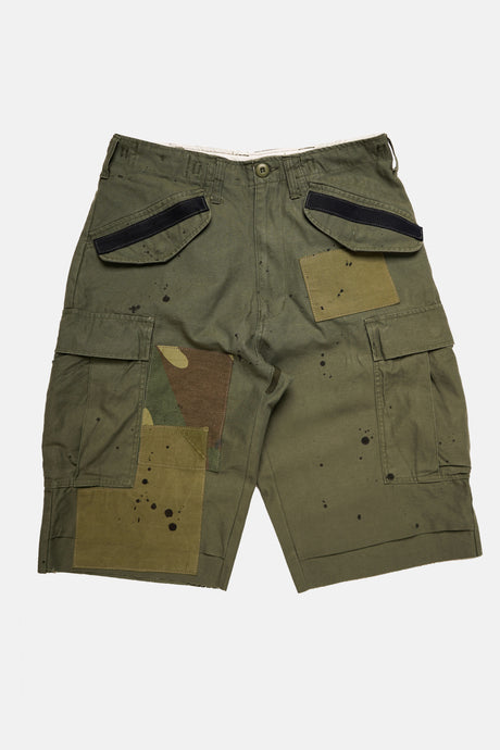 Olive Patched M-65 cargo shorts