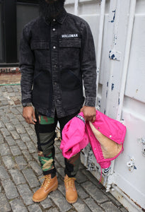 Washed black denim jacket