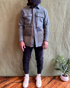Washed olive patch pocket jacket