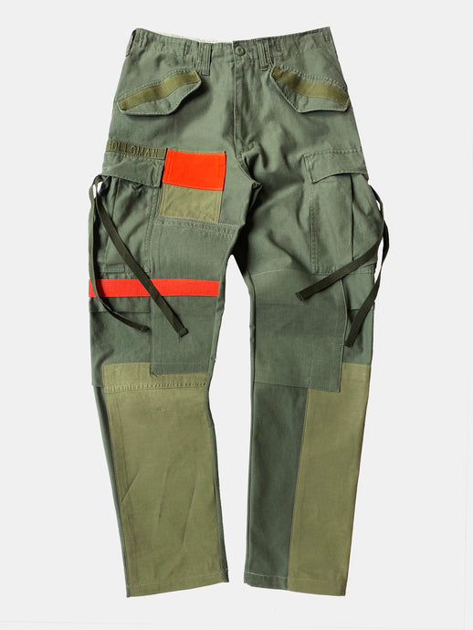 Olive & orange patched M-65 cargo pant