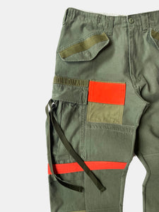 Olive & orange patched M-65 cargo pant