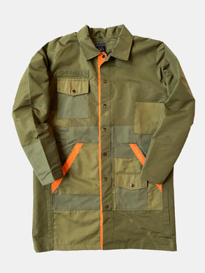Nylon olive patch work jacket