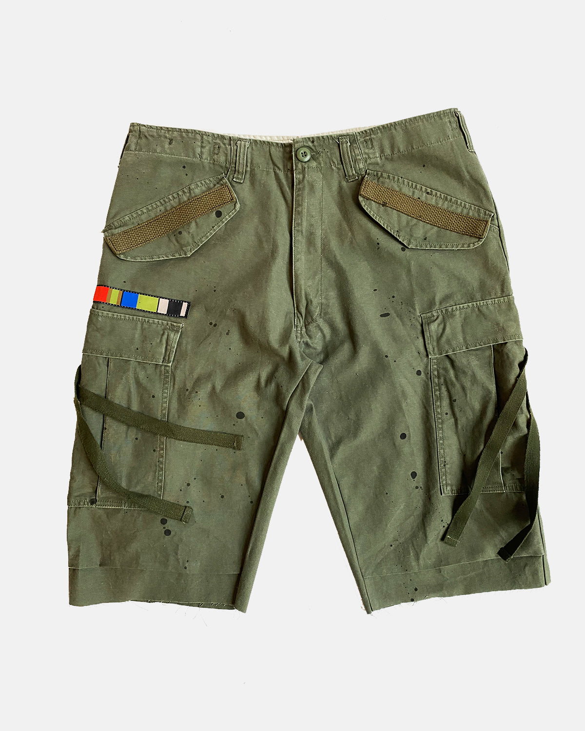 olive painted M-65 cargo shorts